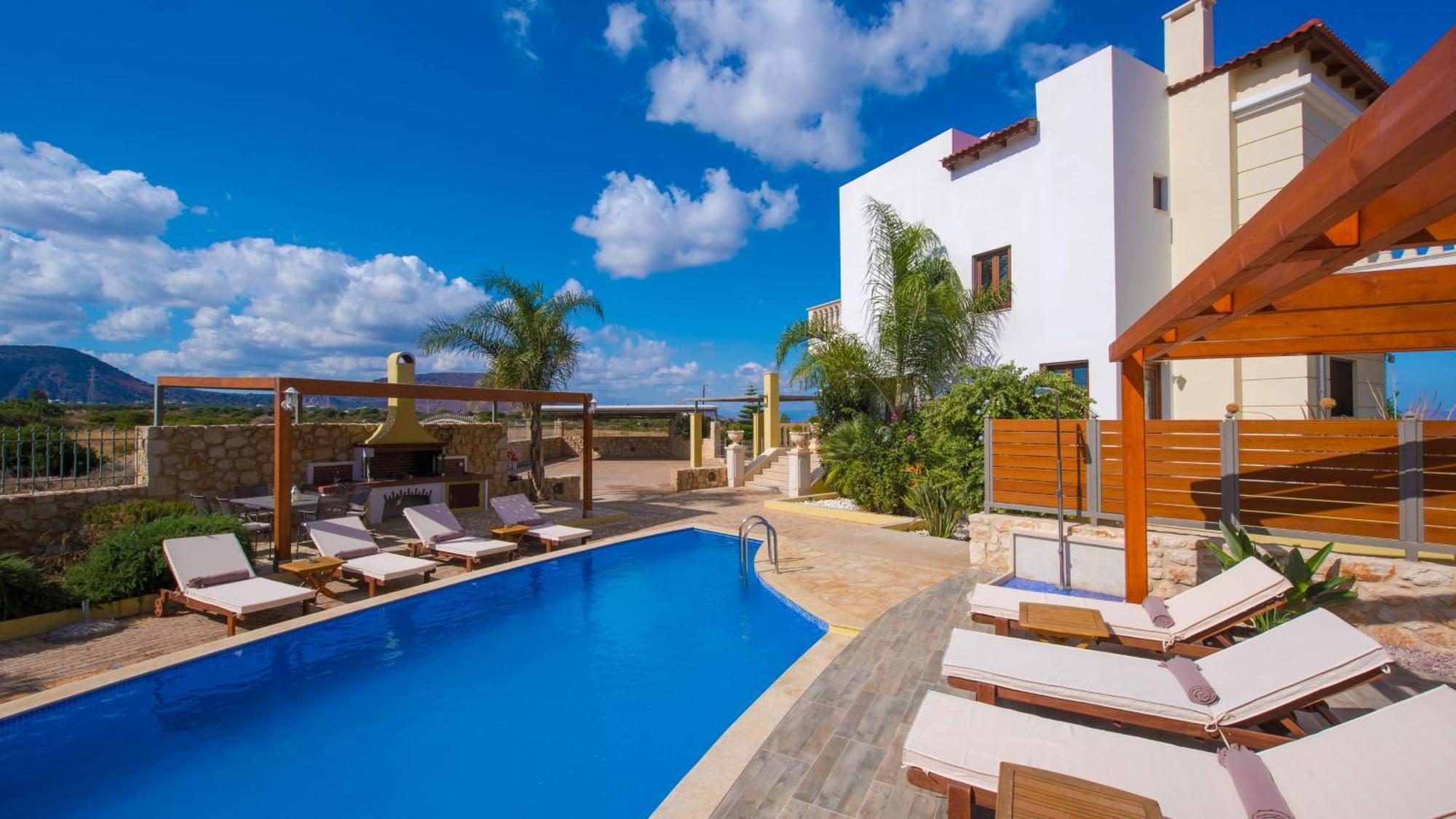 Sunshine Villa With Private Pool By Estia Herszonisszosz Kültér fotó